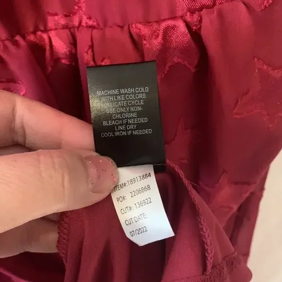 Torrid womens T size 00 medium large 10 red stars midi chiffon dress cute casual - Picture 14 of 15